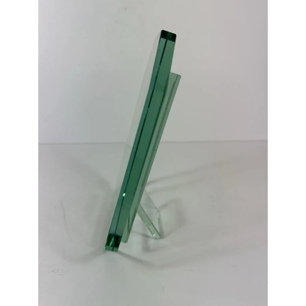 Jade Green Glass Picture Frame 4X6 Photo Free Stand Table Top Modern Octagonal